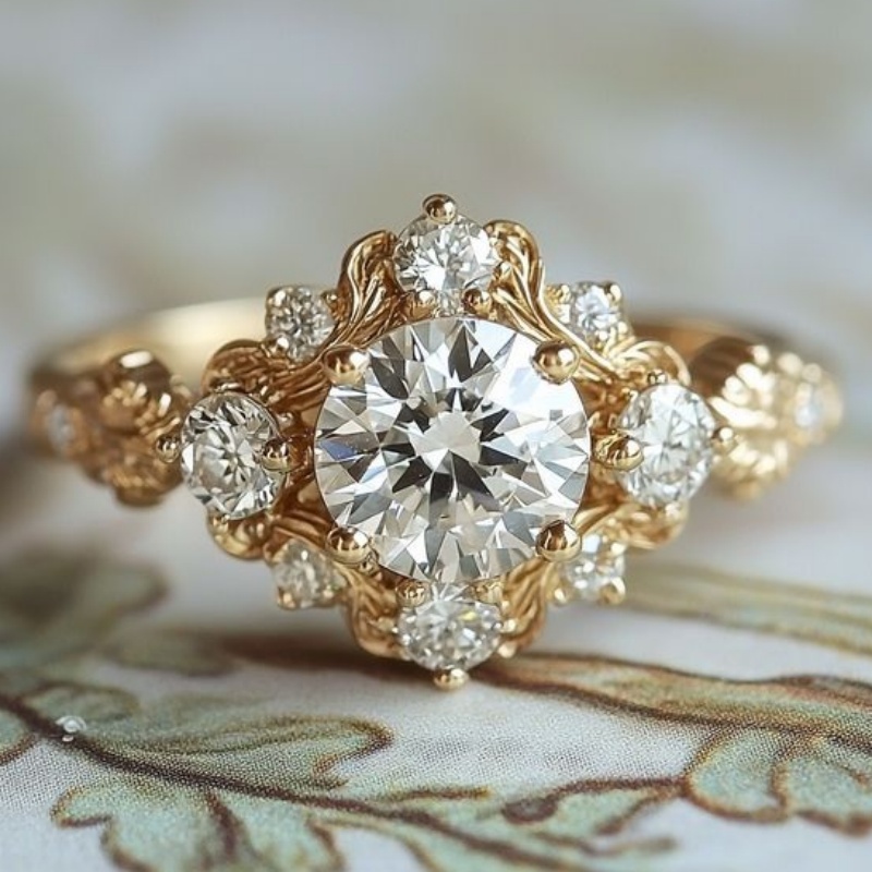 Ladies' Premium Luxury Vintage Wedding Ring, Vine Pattern Design